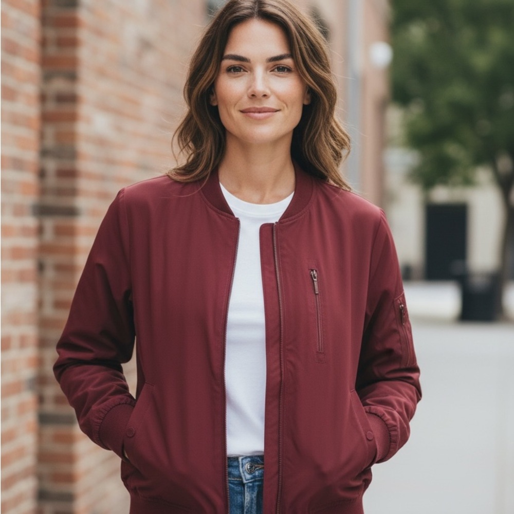 Banana Republic maroon Burgundy Lightweight Bomber Jacket, unisex, sz M